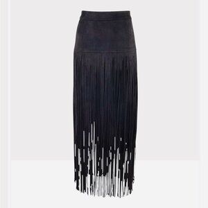 Paris Hues Adore Faux Suede Long Fringe Skirt